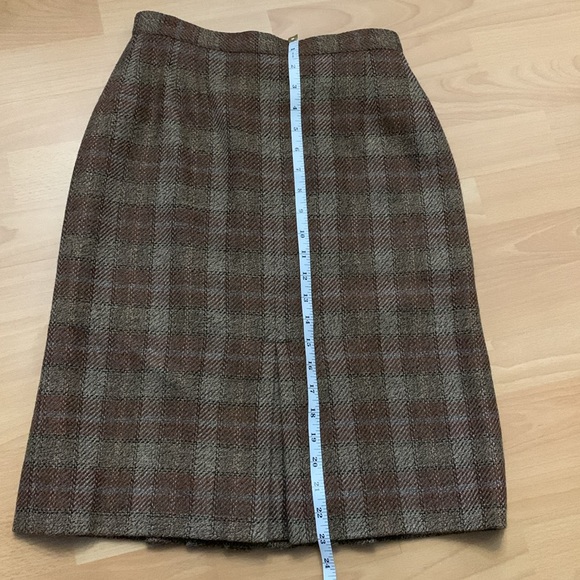 Salvador’s Ferragamo Vintage Wool Tweed Pencil Skirt Brown Tan Black Size 40 US4 - Picture 15 of 16